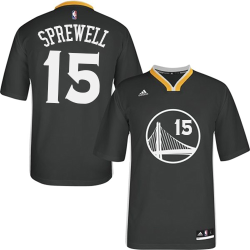 Latrell Sprewell Swingman In Black Adidas NBA Golden State Warriors #15 Men's Alternate Jersey