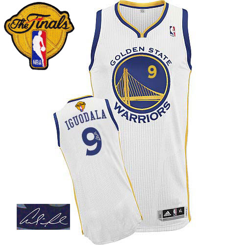 Andre Iguodala Authentic In White Adidas NBA The Finals Golden State Warriors Autographed #9 Men's Home Jersey