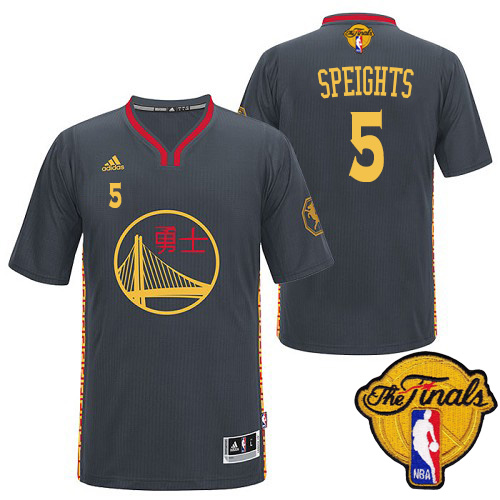 Marreese Speights Authentic In Black Adidas NBA The Finals Golden State Warriors Slate Chinese New Year #5 Men's Jersey